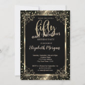 金ゴールドエレガントフレーム、ドット50th誕生日パーティー 招待状 (正面)