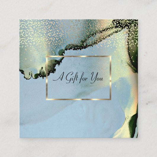 金ゴールドエレガントフレーム、紙吹雪アルコールインク 割引カード (正面)