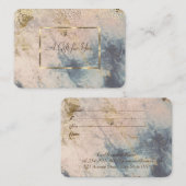 金ゴールドエレガントフレーム、紙吹雪青の大理石 割引カード (正面/裏面)