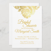 金ゴールドエレガントフローラのシャワー招待 招待状 (正面/裏面)
