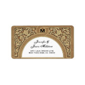 金ゴールドエレガントフローラア結婚ーチ住所 シール (正面)