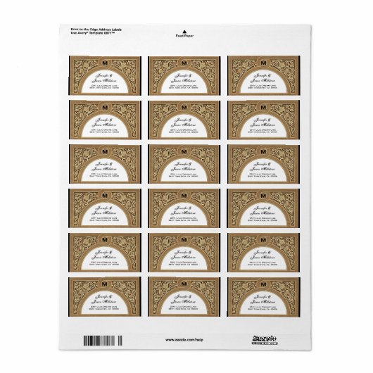 金ゴールドエレガントフローラア結婚ーチ住所 シール (フルシート)