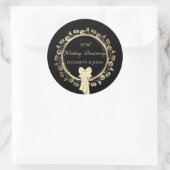 金ゴールドエレガントフローラオーナメント、ボウアニバーサリー ラウンドシール (バッグ)