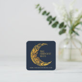 金ゴールドエレガントフローラガーデンクレセントムーン スクエア名刺 (スタンド正面)