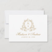金ゴールドエレガントフローラクレストモノグラ結婚ムの 出欠カード (裏面)