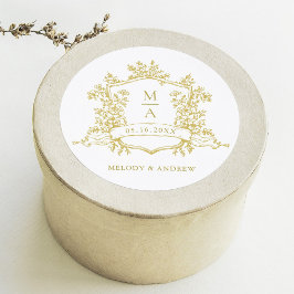 金ゴールドエレガントフローラクレストモノグラ結婚ム ラウンドシール