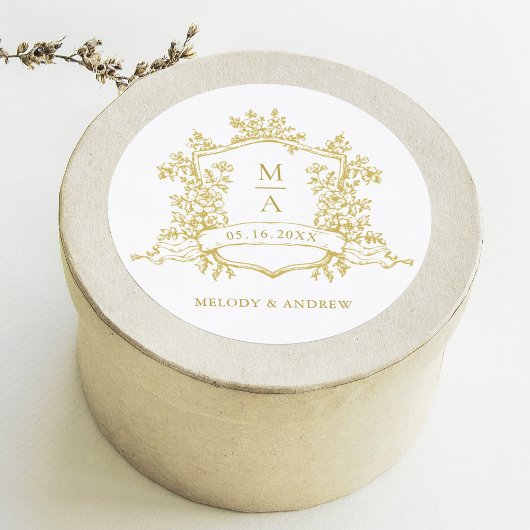 金ゴールドエレガントフローラクレストモノグラ結婚ム ラウンドシール