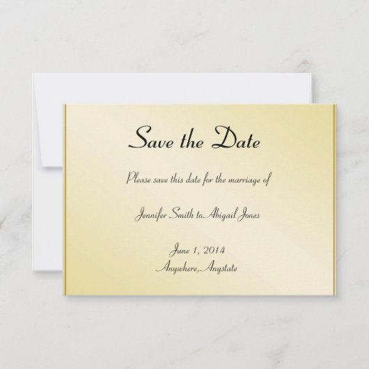 金ゴールドエレガントフローラゲイ結婚式日付の保存 セーブザデート (正面)