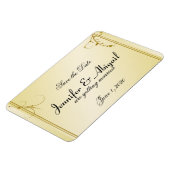 金ゴールドエレガントフローラゲイ結婚式日付の保存 マグネット (左側)