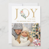 金ゴールドエレガントフローラジョイホリデーフォトカード シーズンカード (正面)