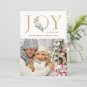 金ゴールドエレガントフローラジョイホリデーフォトカード シーズンカード (スタンド正面)