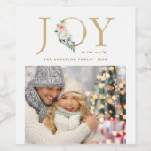 金ゴールドエレガントフローラジョイホリデーフォト ワインラベル (シングルラベル)