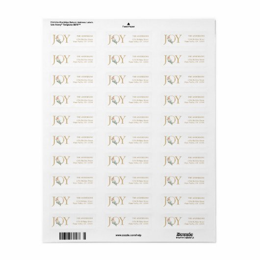 金ゴールドエレガントフローラジョイホリデー差出人住所 ラベル (フルシート)