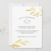 金ゴールドエレガントフローラスクリプトフォト卒業 招待状 (裏面)