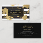 金ゴールドエレガントフローラストライプのデザイナー名刺 名刺 (正面/裏面)