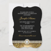 金ゴールドエレガントフローラスワール50と素晴らしいパーティー 招待状 (裏面)