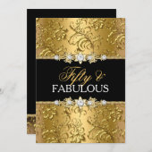 金ゴールドエレガントフローラスワール50と素晴らしい 招待状 (正面/裏面)