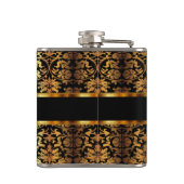 金ゴールドエレガントフローラダマスクとブラック フラスク (裏面)