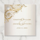 金ゴールドエレガントフローラダマスクシャイニーシャンパン結婚ズ フェイバータグ (正面)