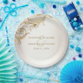 金ゴールドエレガントフローラダマスクシャイニーシャンパン結婚ズ ペーパープレート (パーティー)