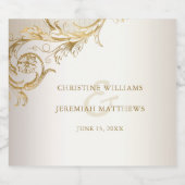 金ゴールドエレガントフローラダマスク光沢のあるワきらめくインWe スパークリングワインラベル (シングルラベル)