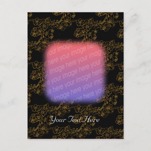 金ゴールドエレガントフローラデザイン写真はがき ポストカード (正面)