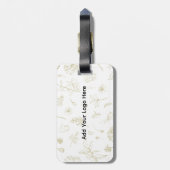 金ゴールドエレガントフローラパーソナライズされたラゲッジタグ | ラゲッジタグ (裏面縦)