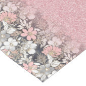 金ゴールドエレガントフローラピンクのグラデーショングリッターイメージ ショートテーブルランナー (コーナー)