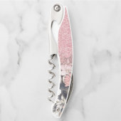 金ゴールドエレガントフローラピンクのグラデーショングリッターイメージ ソムリエナイフ (正面)