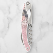 金ゴールドエレガントフローラピンクのグラデーショングリッターイメージ ソムリエナイフ (裏面)