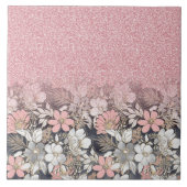 金ゴールドエレガントフローラピンクのグラデーショングリッターイメージ タイル (正面)