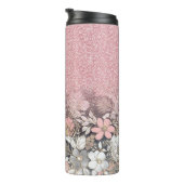金ゴールドエレガントフローラピンクのグラデーショングリッターイメージ タンブラー (回転右)