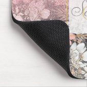 金ゴールドエレガントフローラピンクのグラデーショングリッターイメージ マウスパッド (コーナー)