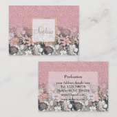 金ゴールドエレガントフローラピンクのグラデーショングリッターイメージ 名刺 (正面/裏面)