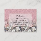 金ゴールドエレガントフローラピンクのグラデーショングリッターイメージ 名刺 (裏面)