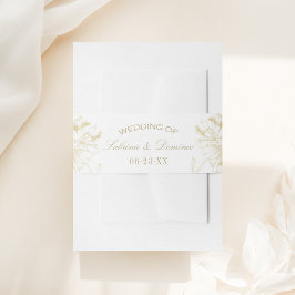 金ゴールドエレガントフローラピー結婚ニーのモノグラム 招待状ベリーバンド