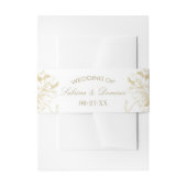 金ゴールドエレガントフローラピー結婚ニーのモノグラム 招待状ベリーバンド (正面例)