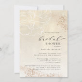 金ゴールドエレガントフローラフォトブライダルシャワー 招待状 (正面)