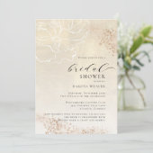 金ゴールドエレガントフローラフォトブライダルシャワー 招待状 (スタンド正面)