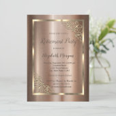 金ゴールドエレガントフローラフレームブラウン退職 招待状 (スタンド正面)