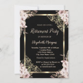 金ゴールドエレガントフローラフレームボホフラワーズリタイアメント 招待状 (正面)