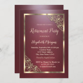 金ゴールドエレガントフローラフレーム赤い除・売却 招待状 (正面/裏面)