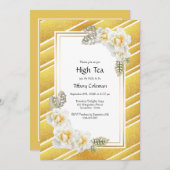 金ゴールドエレガントフローラブライダルハイティー 招待状 (正面/裏面)