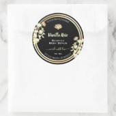 金ゴールドエレガントフローラブラック製品の包装ラベル ラウンドシール (バッグ)