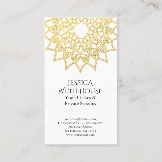 金ゴールドエレガントフローラマンダラヨガインストラクター 名刺 (裏面)