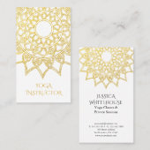 金ゴールドエレガントフローラマンダラヨガインストラクター 名刺 (正面/裏面)