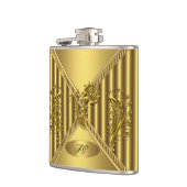 金ゴールドエレガントフローラメタルルモノグラム名 フラスク (左)