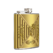 金ゴールドエレガントフローラメタルルモノグラム名 フラスク (右)