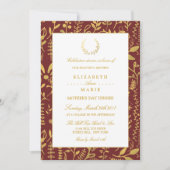 金ゴールドエレガントフローラリースマザーズデイディナー 招待状 (正面)