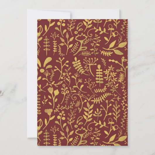 金ゴールドエレガントフローラリースマザーズデイディナー 招待状 (裏面)